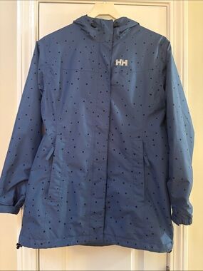 Helly Hansen Light Blue Polka Dot women’s Hooded Raincoat